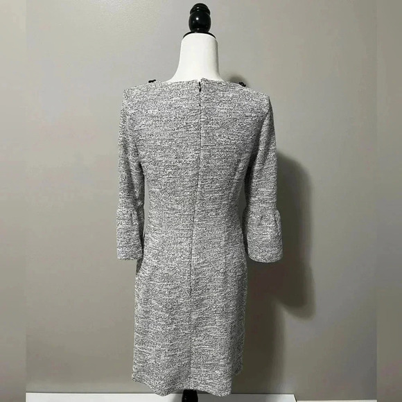 Karl Lagerfeld Paris Tweed Peplum Sleeve Midi Dress - Picture 7 of 10